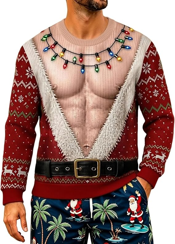 Ugly Christmas Sweaters for Men Women 2026 Santa Funny Christmas Pullover