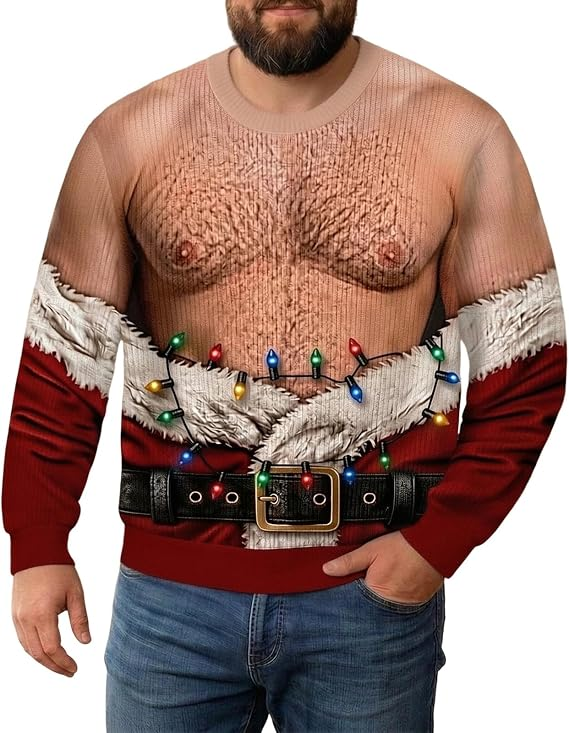 Ugly Christmas Sweaters for Men Women 2026 Santa Funny Christmas Pullover