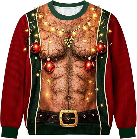 Ugly Christmas Sweaters for Men Women 2026 Santa Funny Christmas Pullover