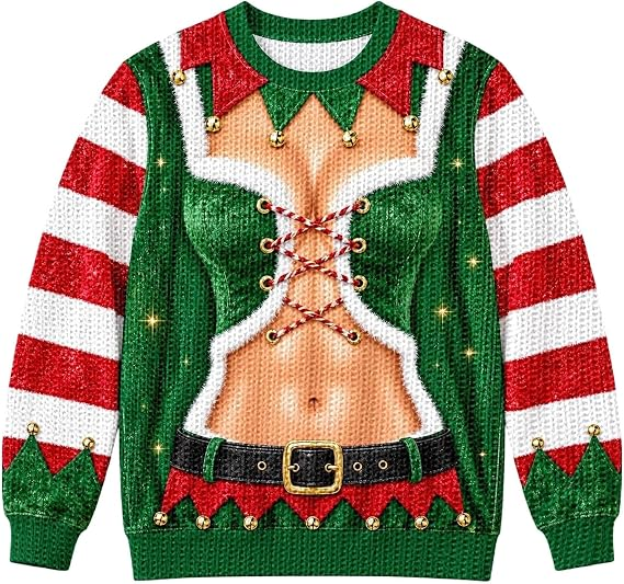 Ugly Christmas Sweaters for Men Women 2026 Santa Funny Christmas Pullover